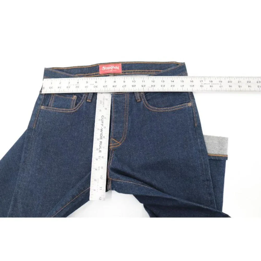 NWT Stronghold Jeans Mens 31 L36 Selvedge Denim Straight Leg Stretch Blue Rinsed